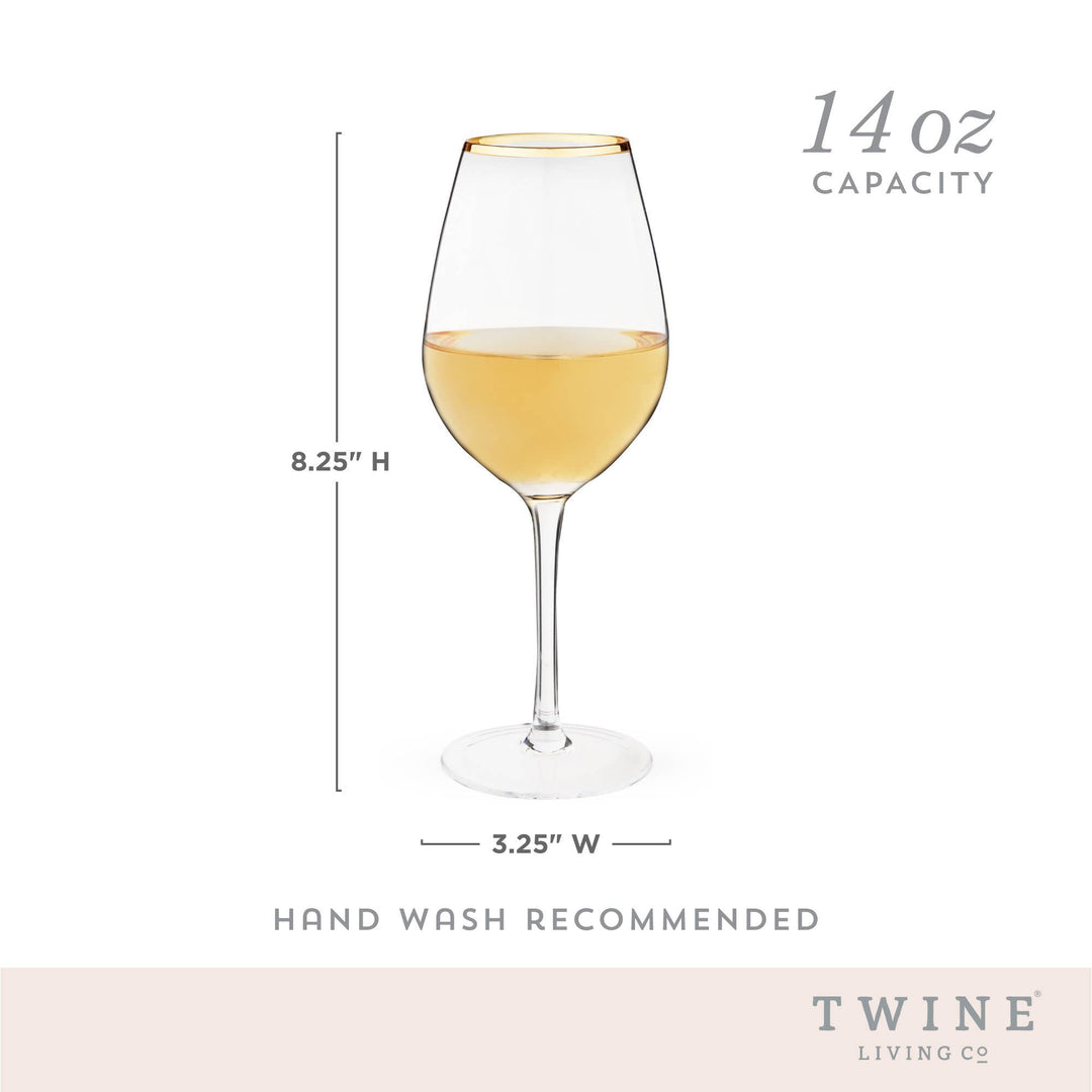 Gilded Gold Rimmed Glass Stemmed Wine Glasses Set of 2