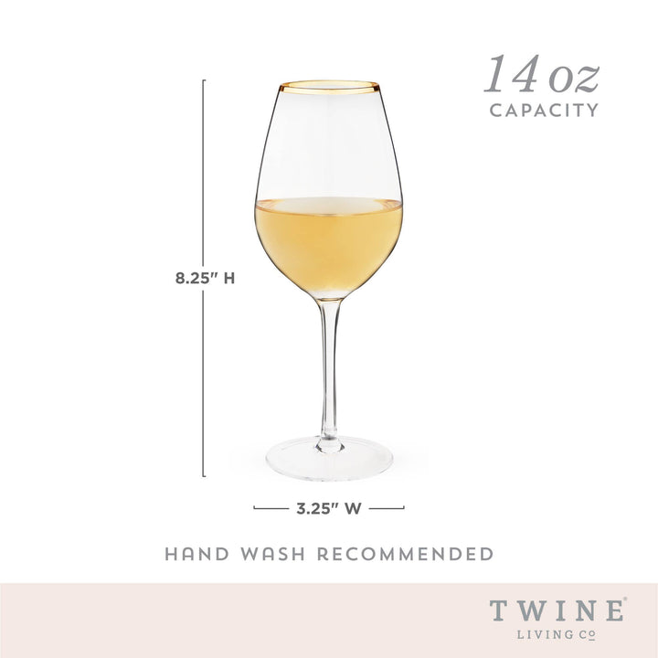 Gilded Gold Rimmed Glass Stemmed Wine Glasses Set of 2