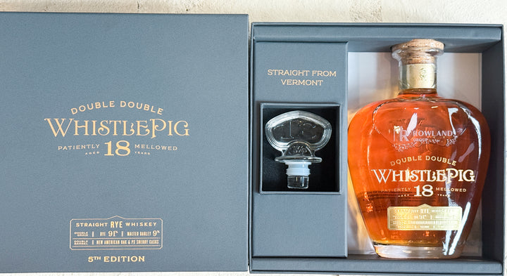 WhistlePig 18-year-old whiskey bottle with packaging