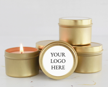 Custom Logo Candle Tins | 2, 4 &amp;8 oz | Gold, Black &amp; Silver