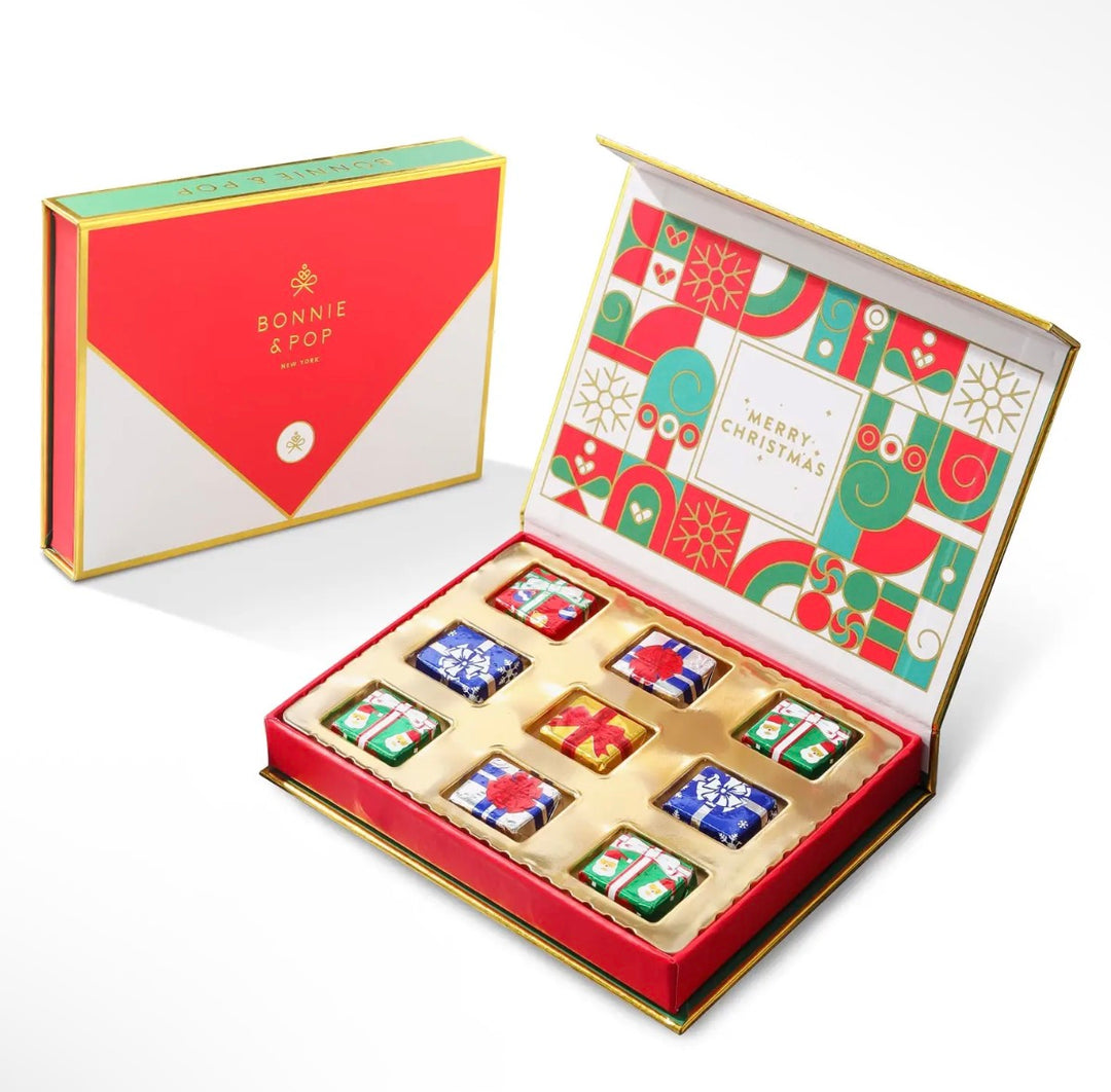 Holiday Greeting Card With Foiled Chocolate Gift Box