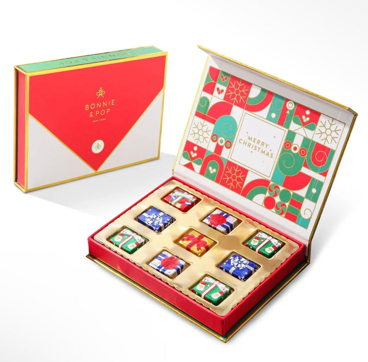 Holiday Greeting Card With Foiled Chocolate Gift Box