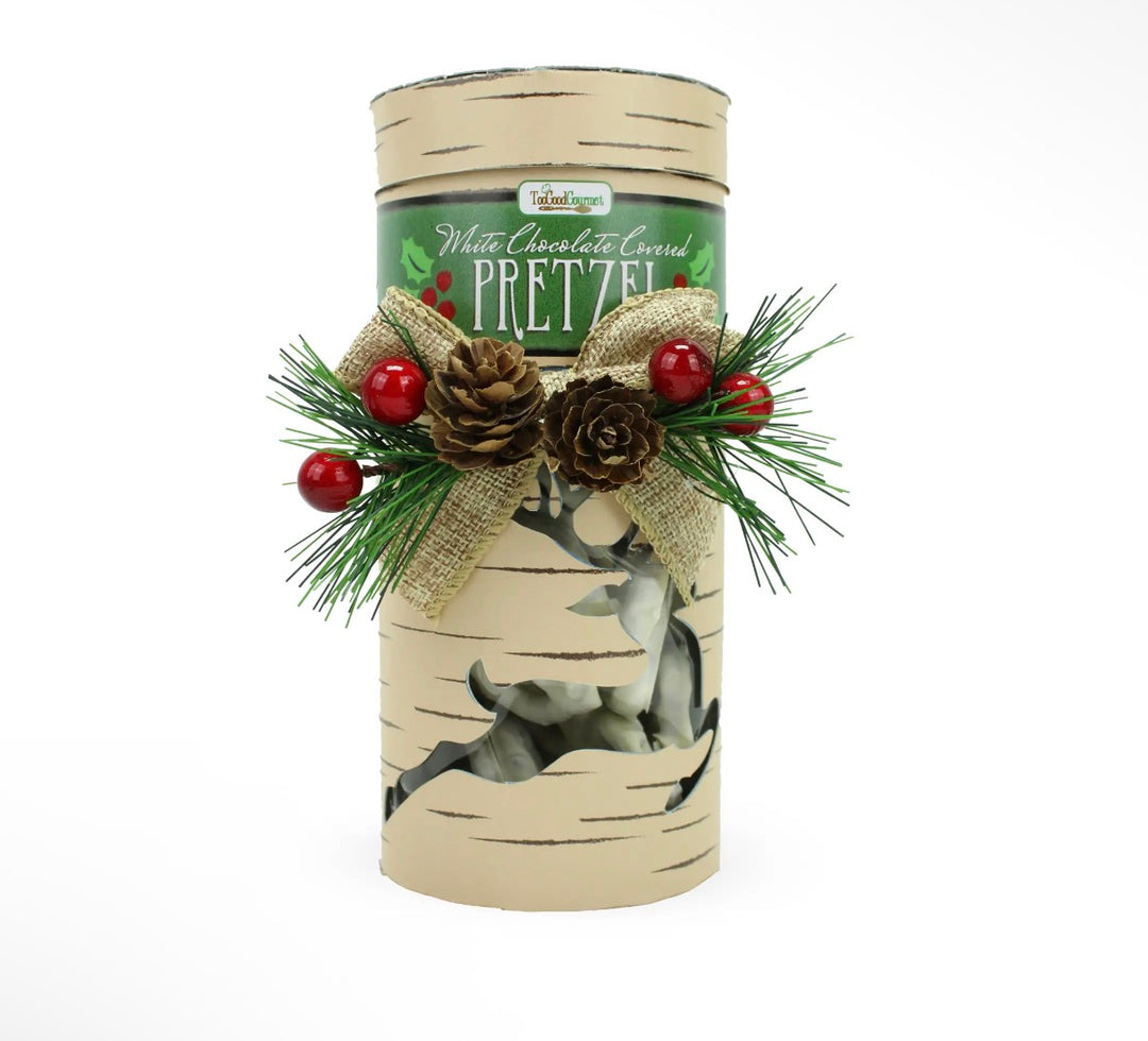 Holiday Woodland Pretzel Jars - Chocolate Dipped Pretzels