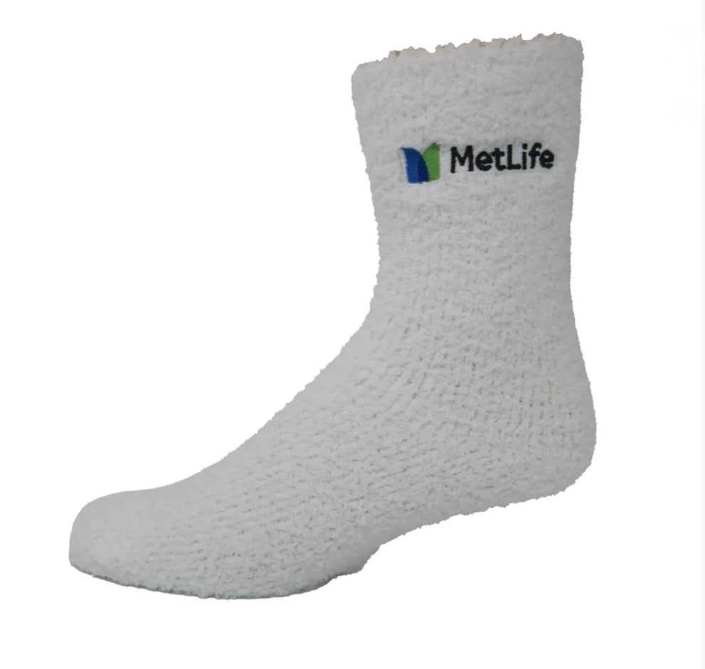Fuzzy Crew Socks with Direct Embroidery