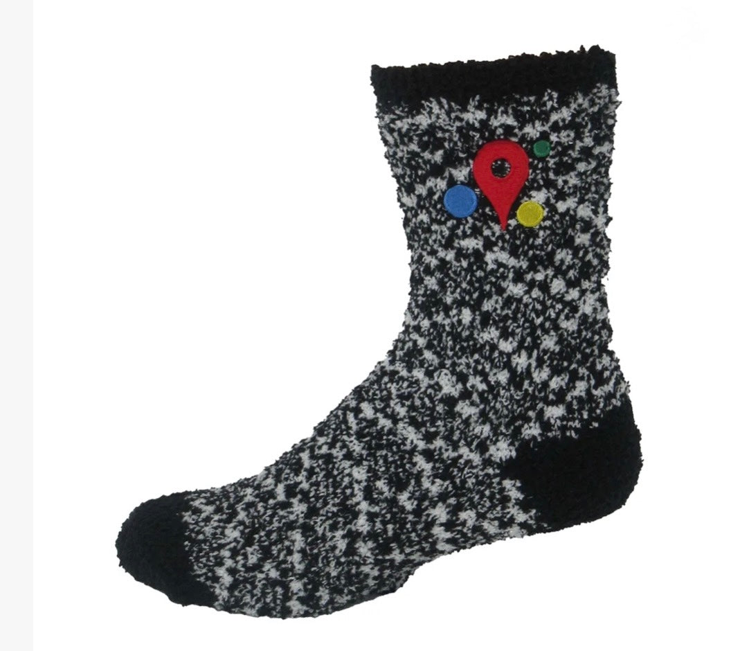 Fuzzy Crew Socks with Direct Embroidery