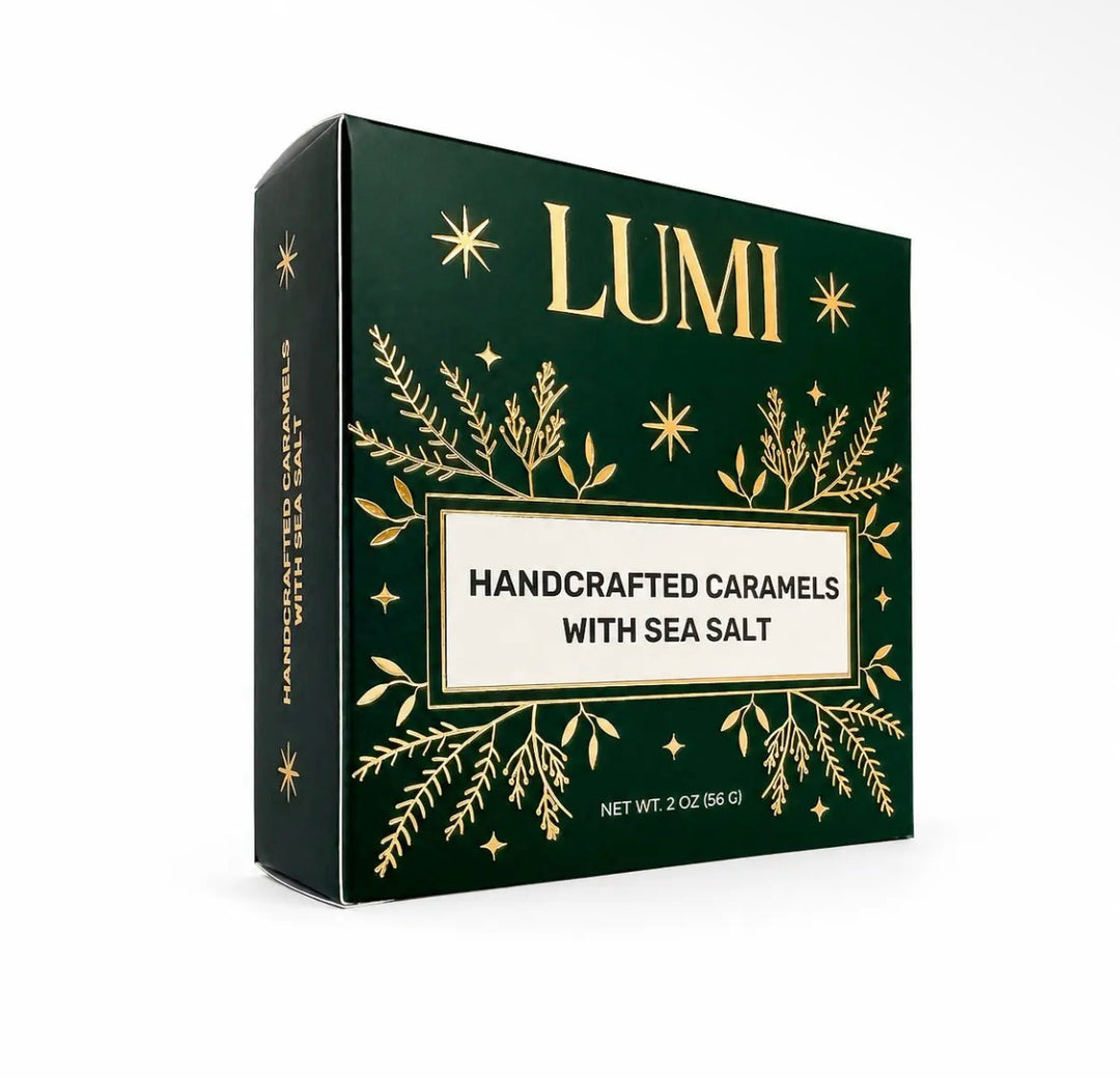 Holiday Handcrafted Caramels with Sea Salt - Green Box 2oz