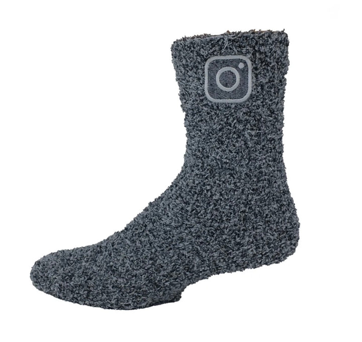 Fuzzy Crew Socks with Direct Embroidery
