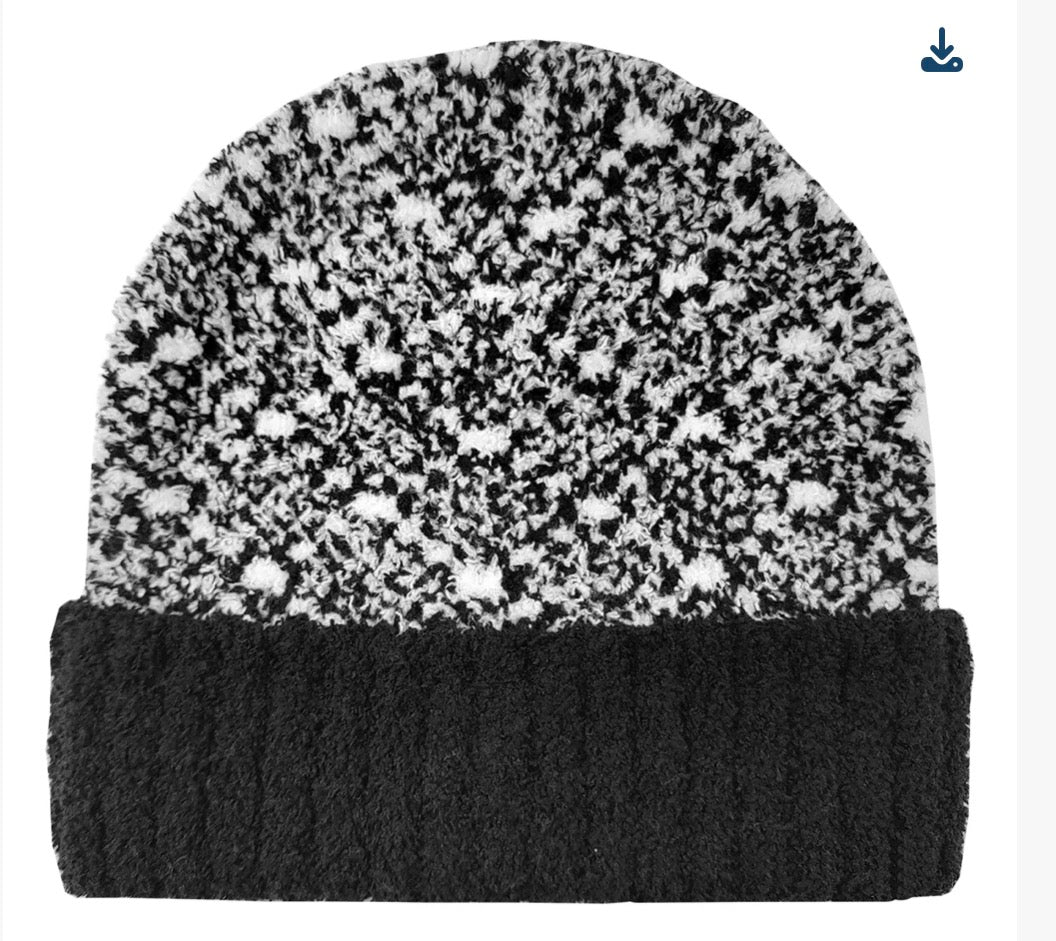 Rolled Fuzzy Beanie &amp; Sherpa Lined Socks Combo