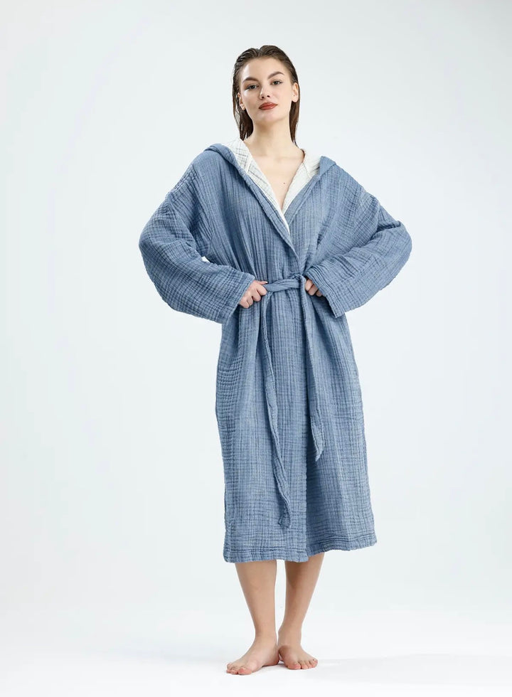4 Layers Organic Muslin Cotton Bathrobe - Lightweight Robe