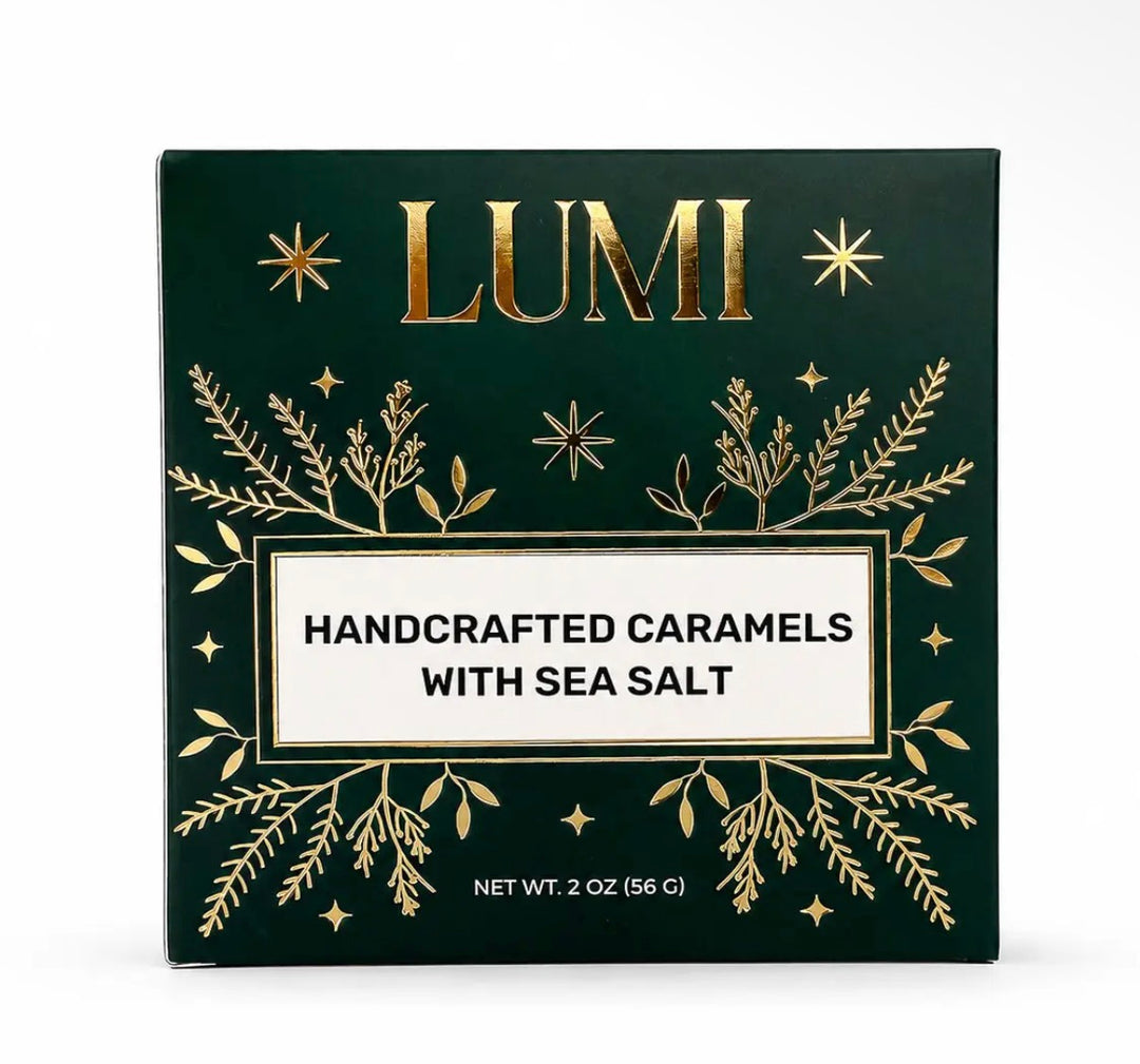 Holiday Handcrafted Caramels with Sea Salt - Green Box 2oz