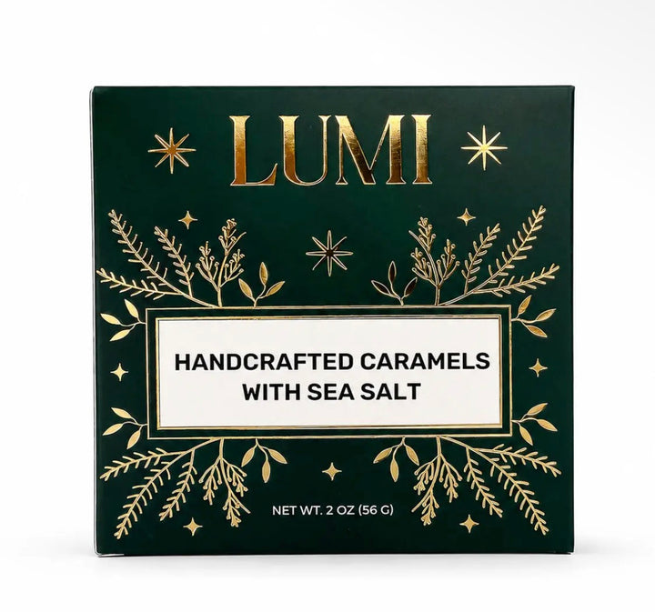 Holiday Handcrafted Caramels with Sea Salt - Green Box 2oz