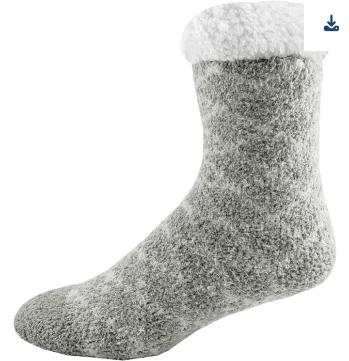 Rolled Fuzzy Beanie &amp; Sherpa Lined Socks Combo