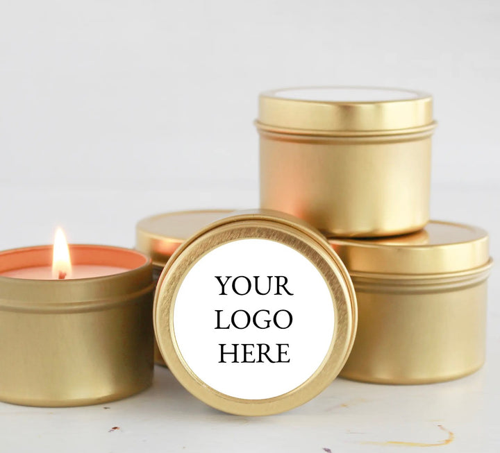 Custom Logo Candle Tins | 4 oz | Gold, Black &amp; Silver