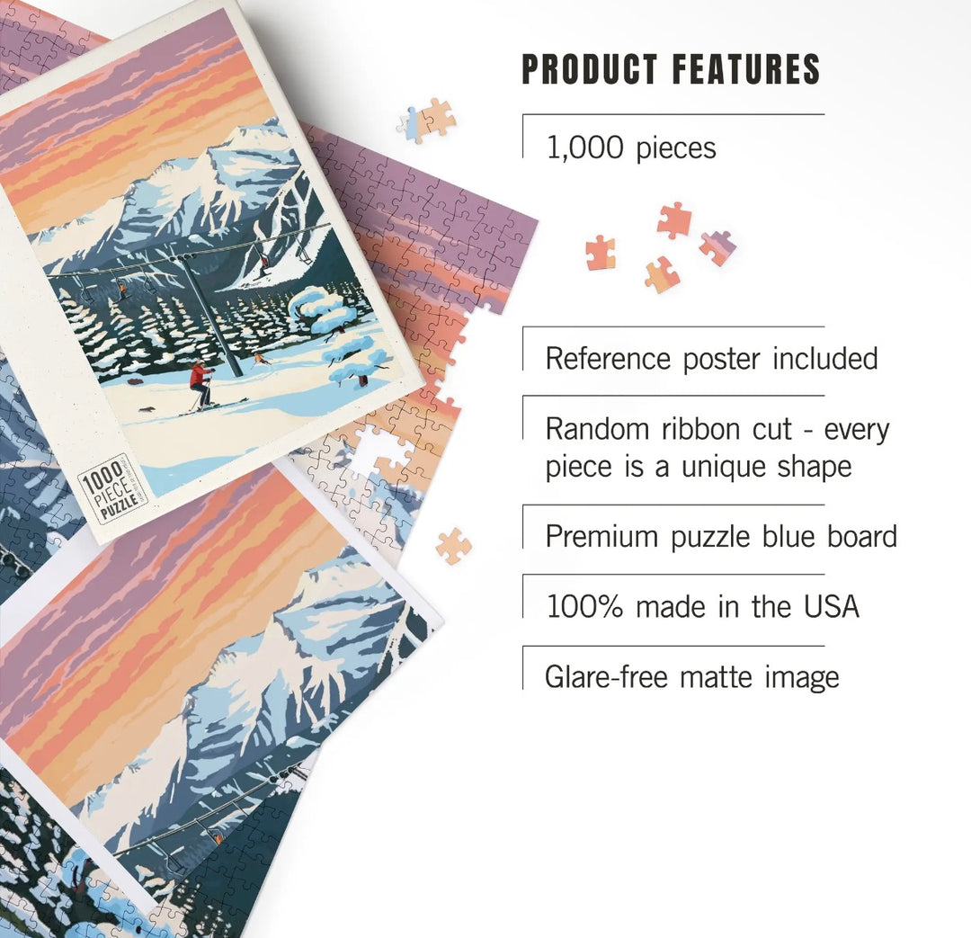 1000 Pc Puzzle Painterly, Winter Skiers