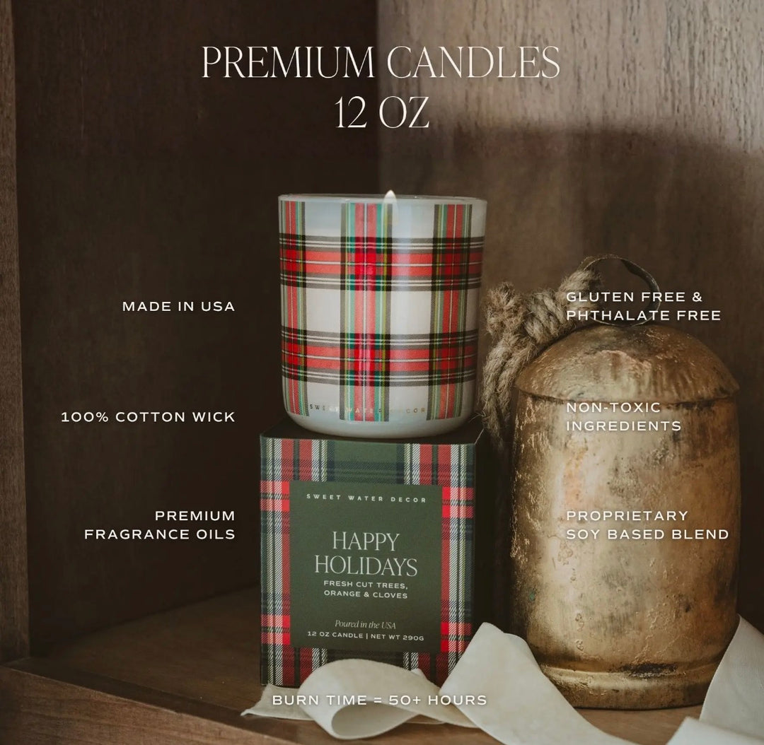 Happy Holidays 12 oz Boxed Soy Candle - Gifts