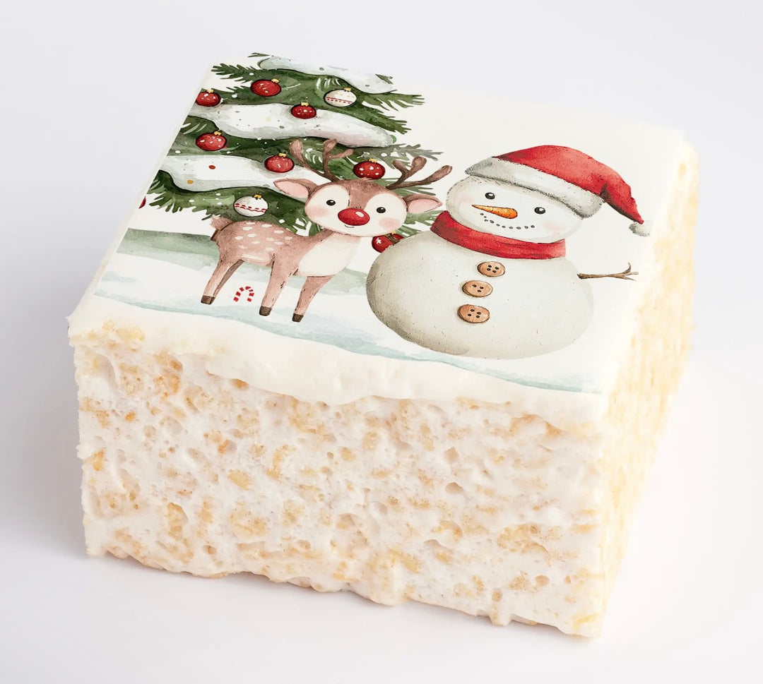 Plain &amp; Sweet Crispycake - Holiday Snowman and Rudolph