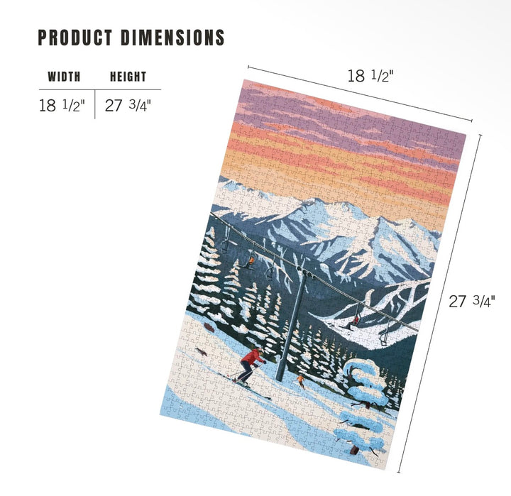 1000 Pc Puzzle Painterly, Winter Skiers