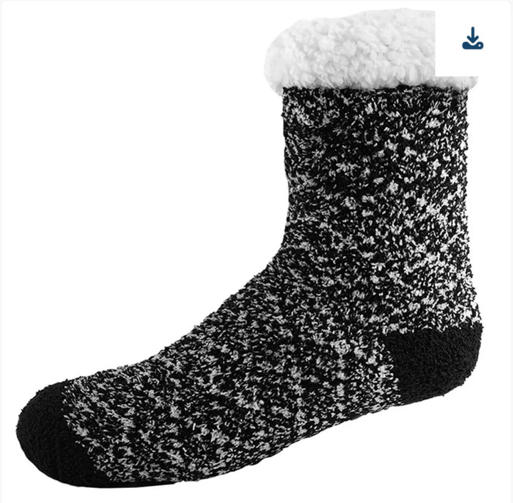 Rolled Fuzzy Beanie &amp; Sherpa Lined Socks Combo