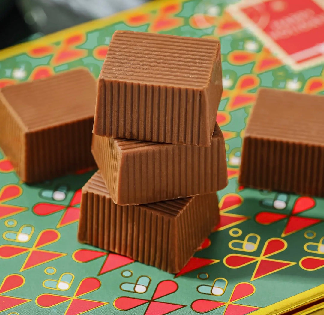 Holiday Greeting Card With Foiled Chocolate Gift Box