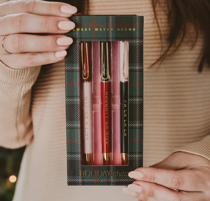 Holiday Cheer Metal Pen Set - Stocking Stuffers, Gifts