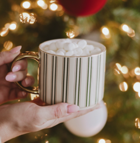 Green Stripe Coffee Mug - Christmas Decor &amp; Gifts