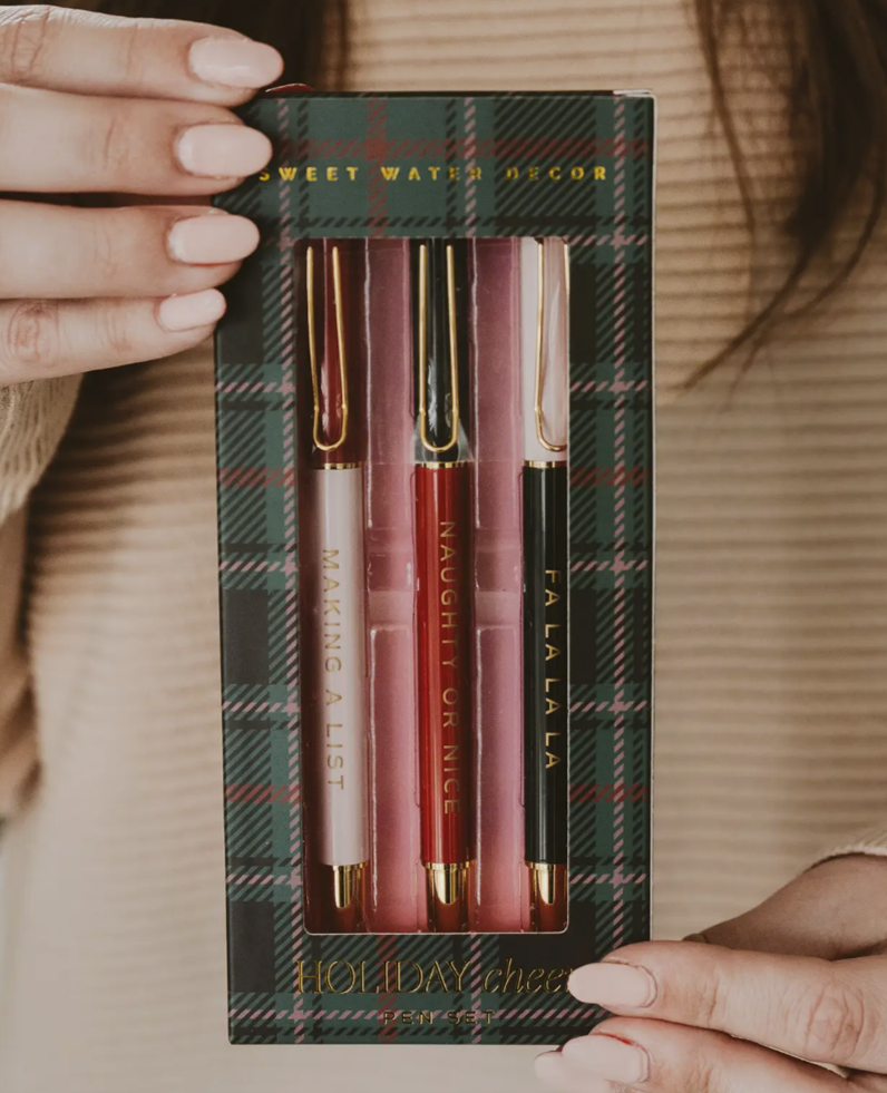 Holiday Cheer Metal Pen Set - Stocking Stuffers, Gifts