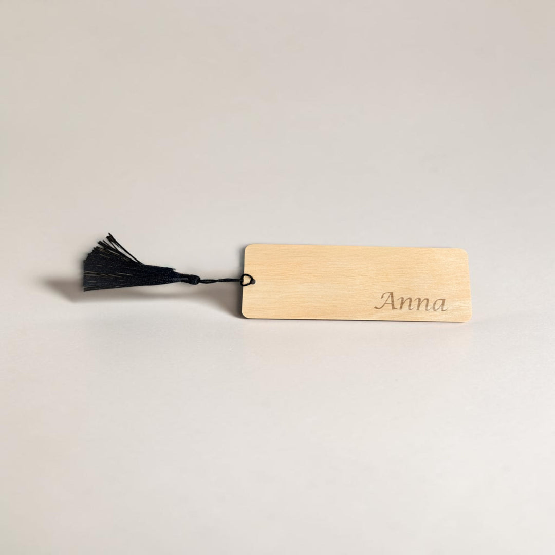 Personalized Birch Bookmark With Black Tassel