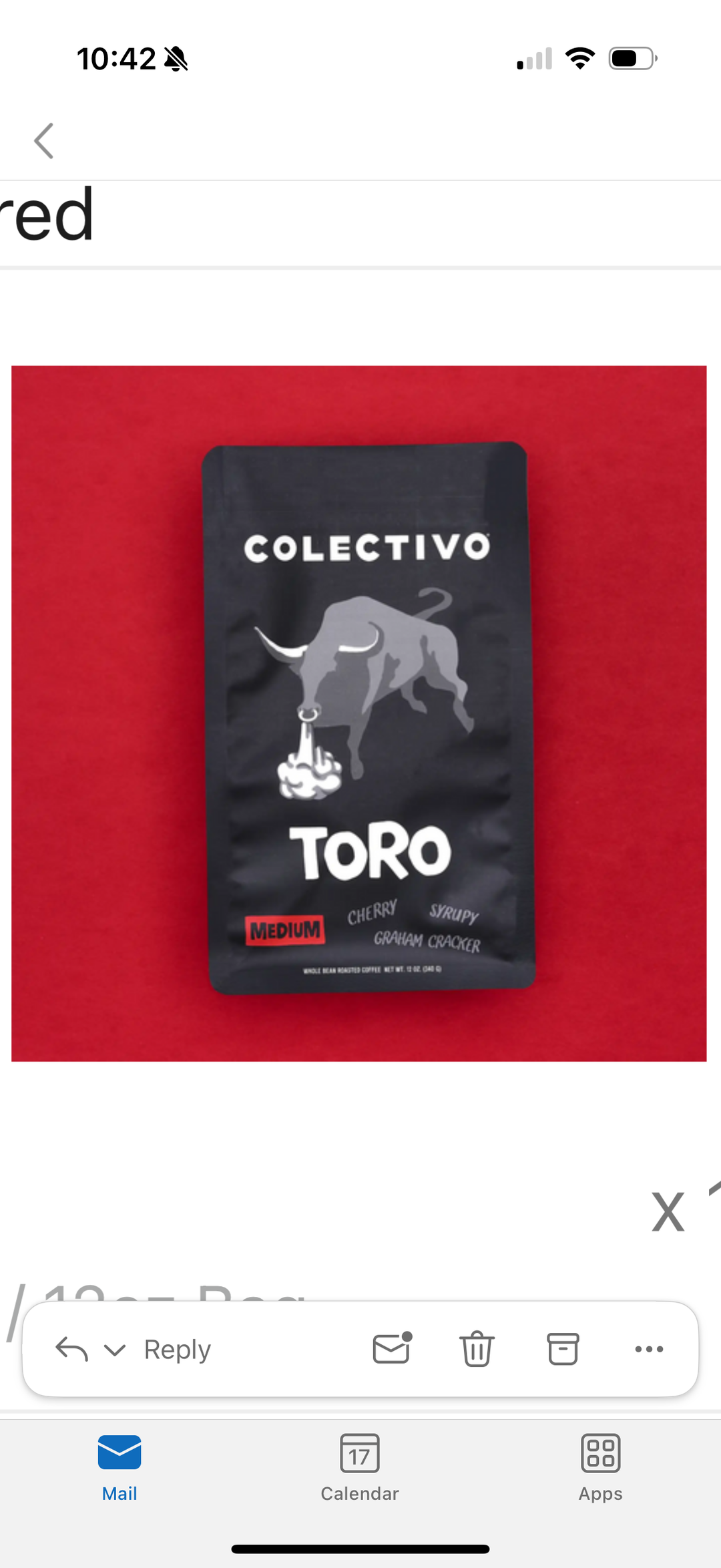 Colectivo Toro packaging on a red background