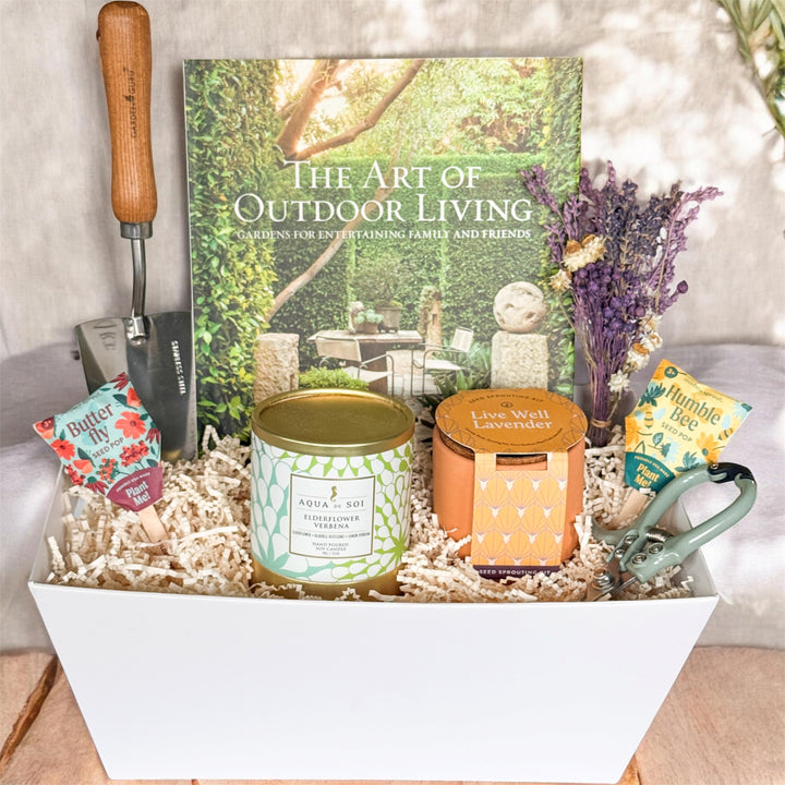 Garden &amp; Gather Gift Basket- 
Mother’s Day Gardening Gift with Candle, Seed Kits &amp; Garden Tools