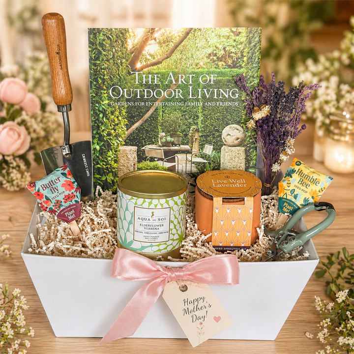 Garden &amp; Gather Gift Basket- 
Mother’s Day Gardening Gift with Candle, Seed Kits &amp; Garden Tools