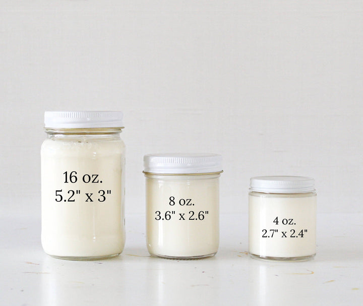 Three jars labeled with different measurements on a white background