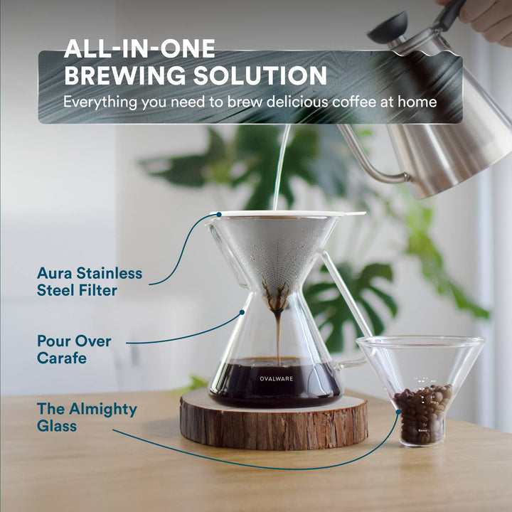 Pour Over Coffee Maker Set, Borosilicate Glass, 500ml/17oz