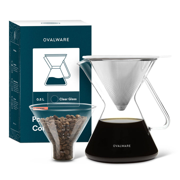 Pour Over Coffee Maker Set, Borosilicate Glass, 500ml/17oz