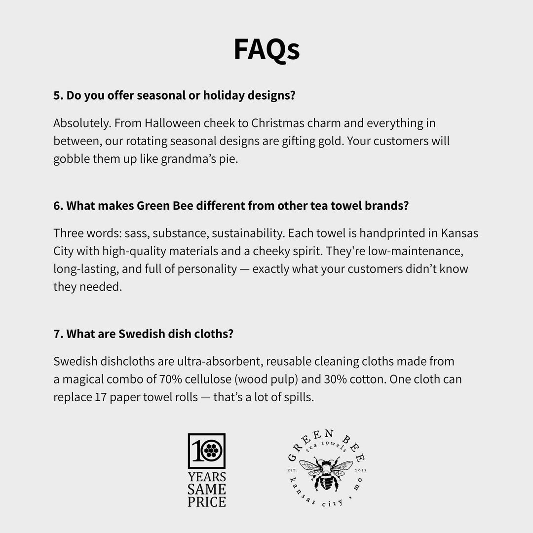 FAQs section with text and brand logos on a white background
