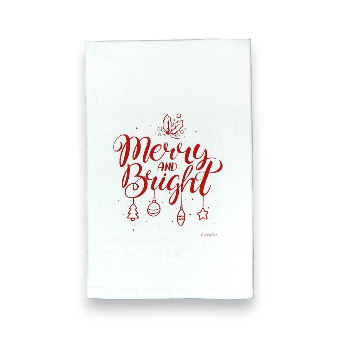Merry and Bright Christmas Tea Towel