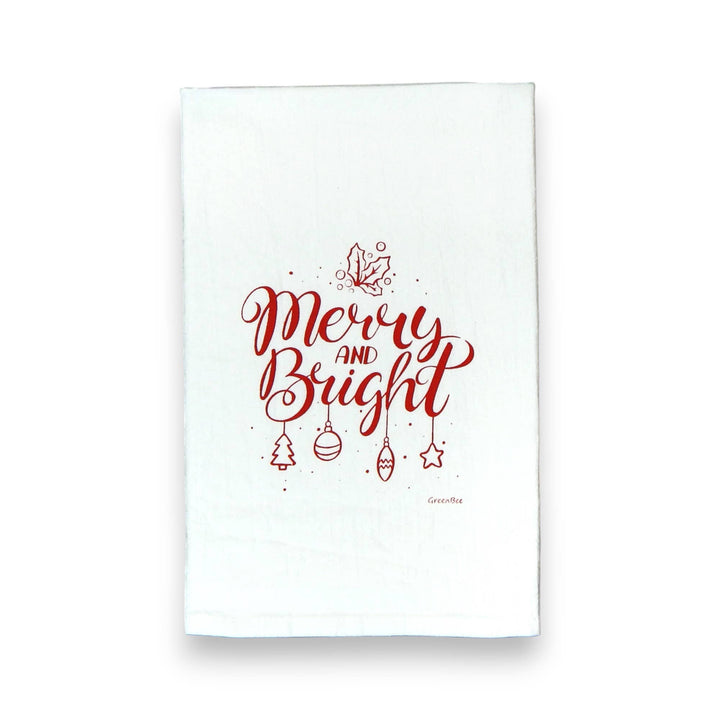 Merry and Bright Christmas Tea Towel