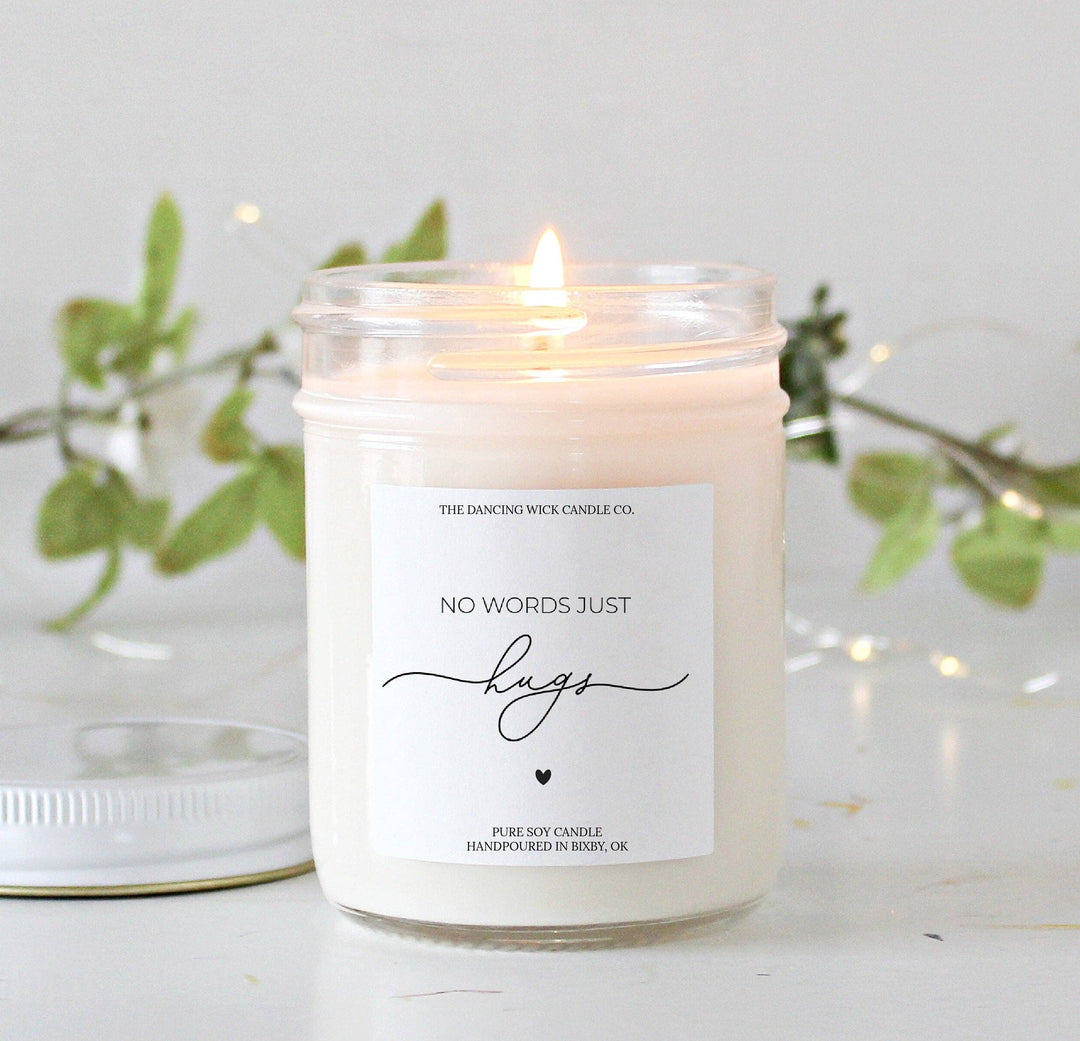 Candle with a label reading &