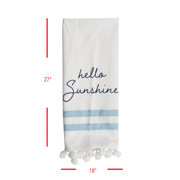White "Hello Sunshine" Screen Printed Kitchen Tea Towel