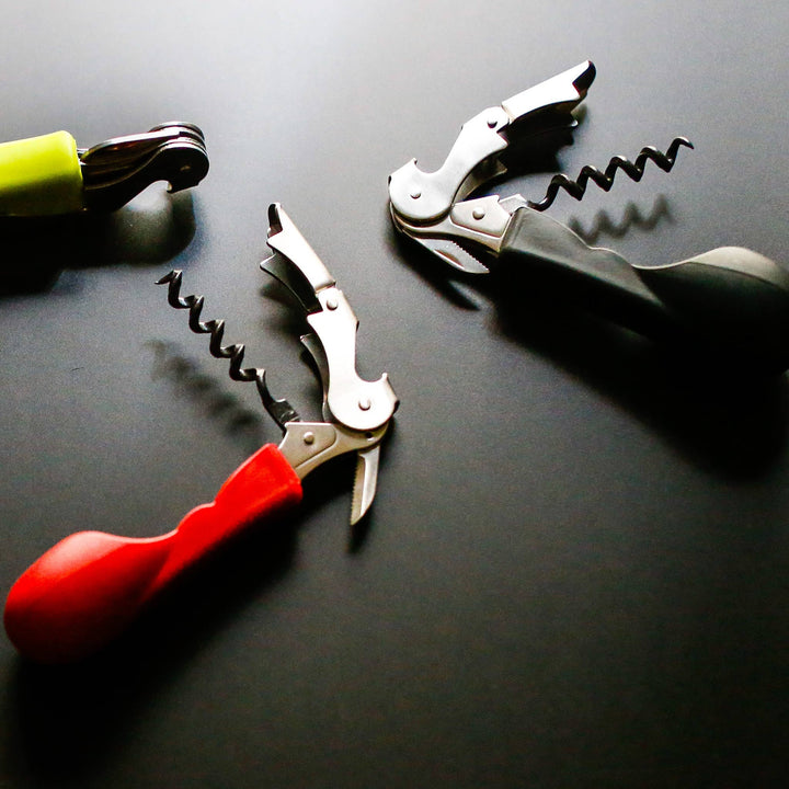 Ergonomic Silicone Handled Corkscrew | Wine Opener: Black
