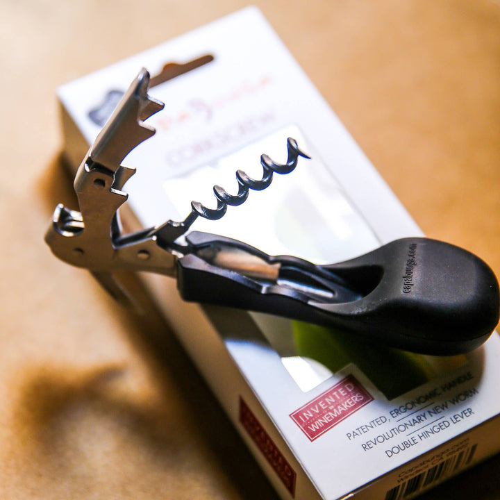 Ergonomic Silicone Handled Corkscrew | Wine Opener: Black