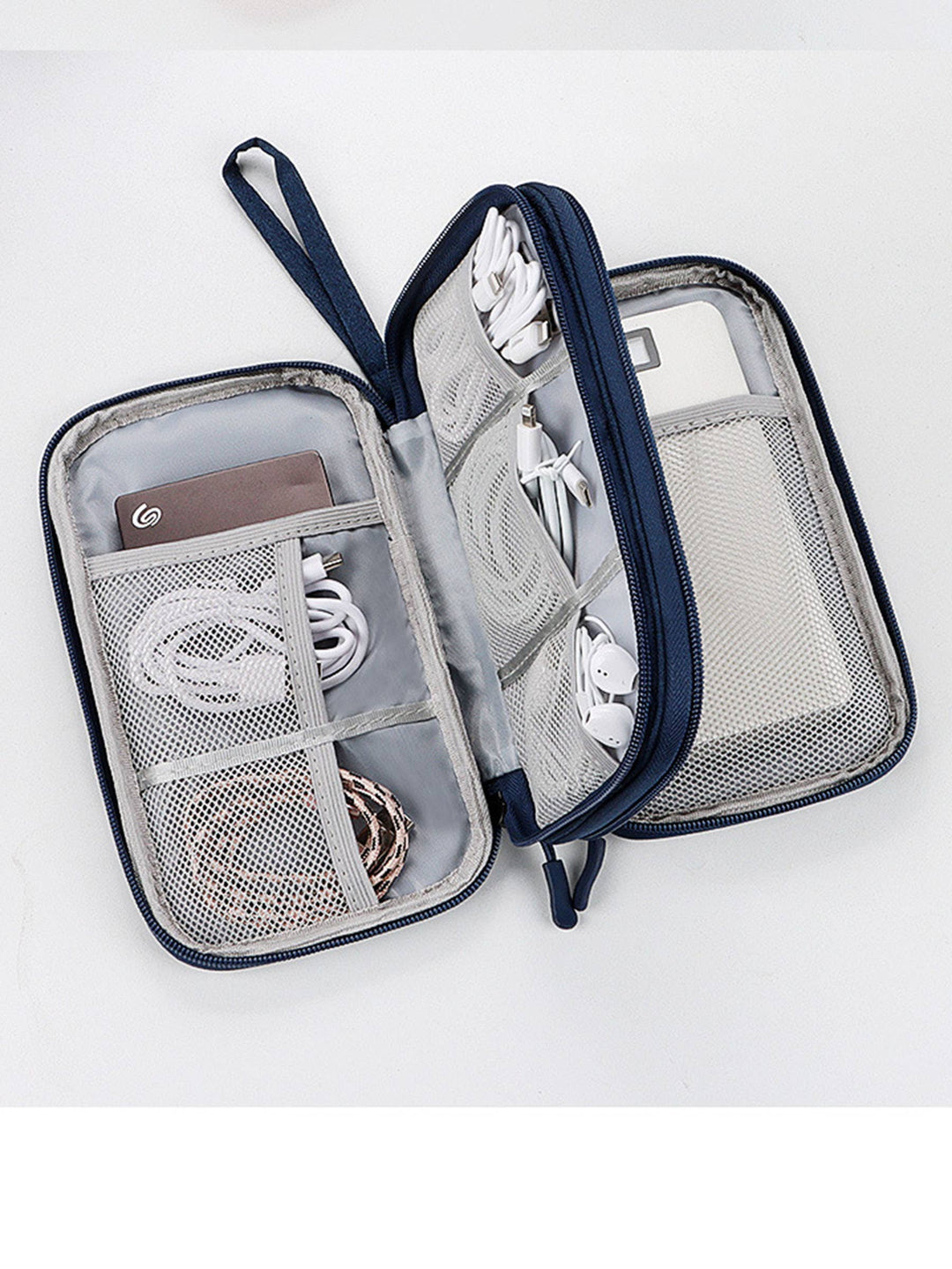 Electronic Organizer with 3 Compartments Travel Portable Bag: Black / S