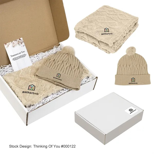 Embroidered Beanie and Blanket Set