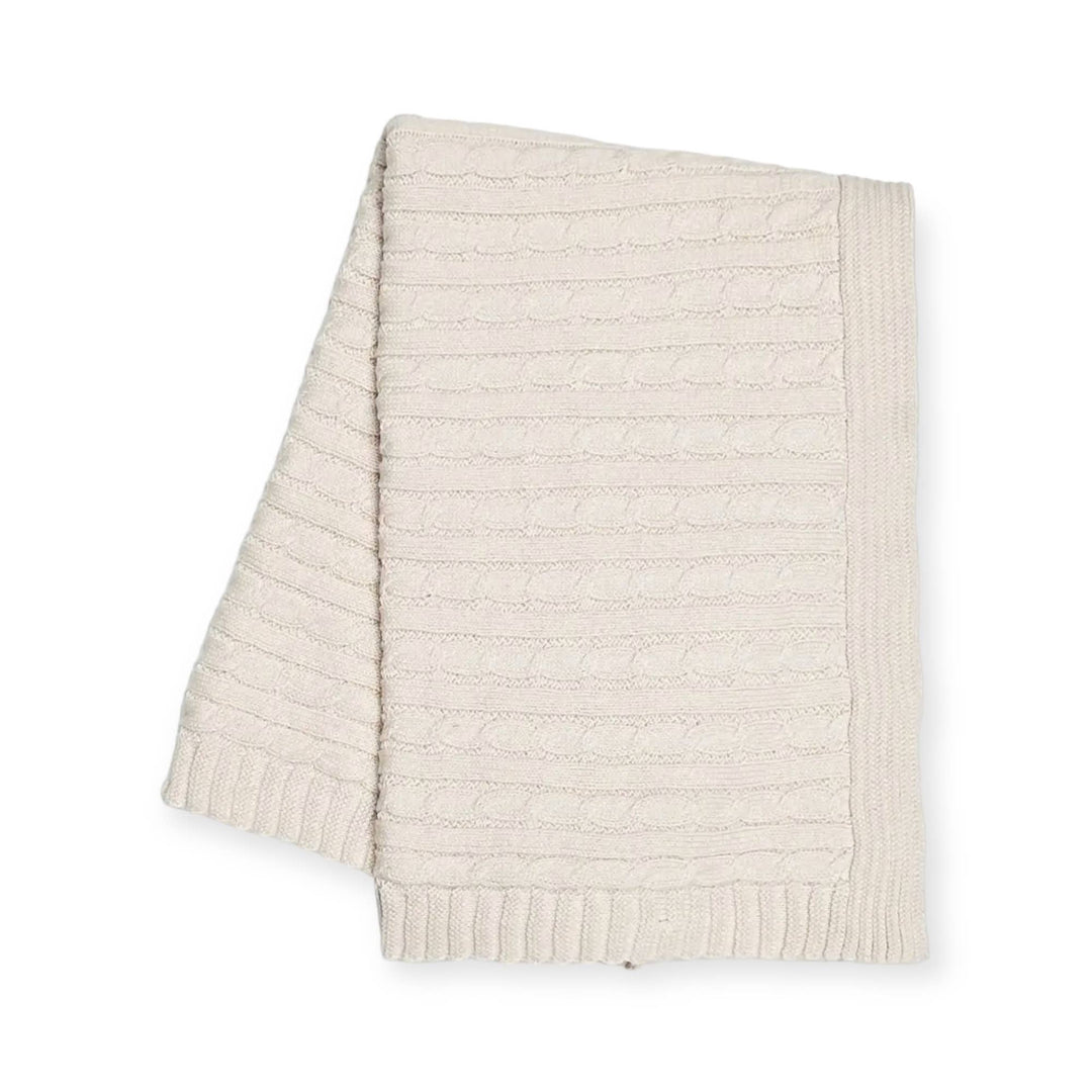 Mini Cable Sweater Knit Baby Blanket (Organic Cotton): Natural