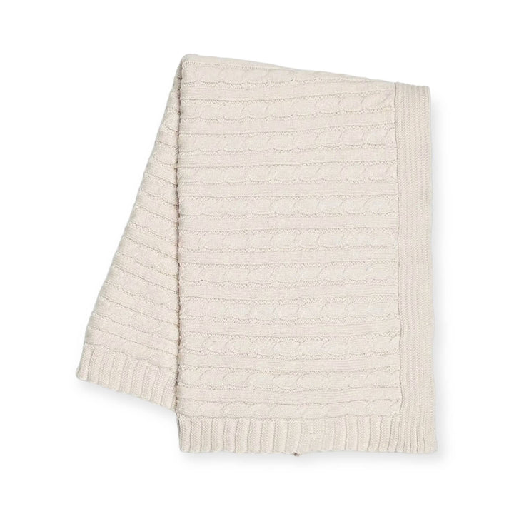 Mini Cable Sweater Knit Baby Blanket (Organic Cotton): Natural