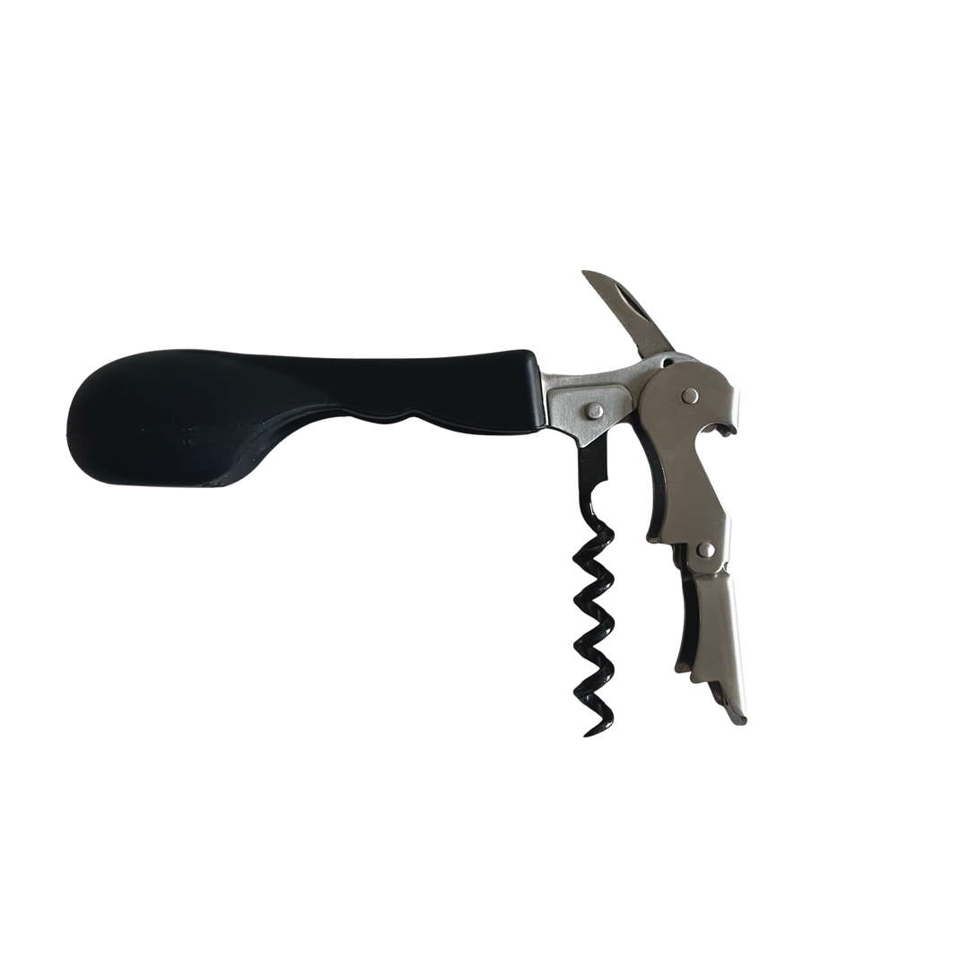 Ergonomic Silicone Handled Corkscrew | Wine Opener: Black