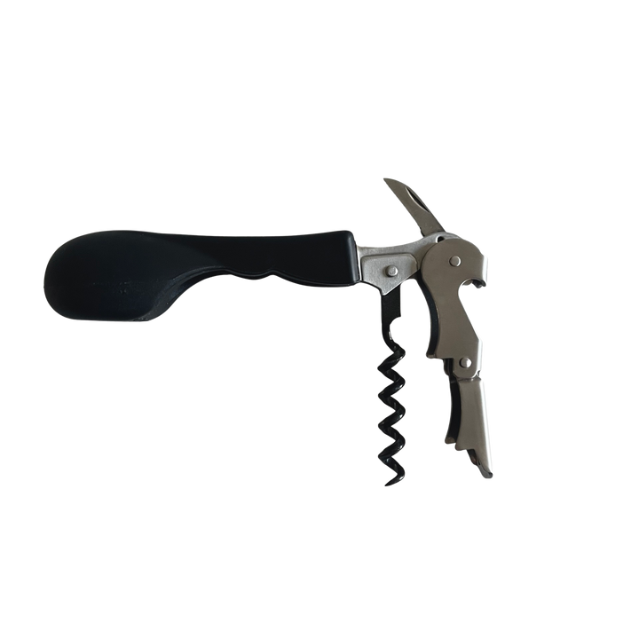 Ergonomic Silicone Handled Corkscrew | Wine Opener: Black