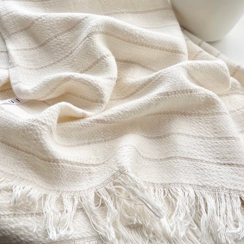 Pure Soft 100% Turkish Cotton Hand Towel: Beige Stripe