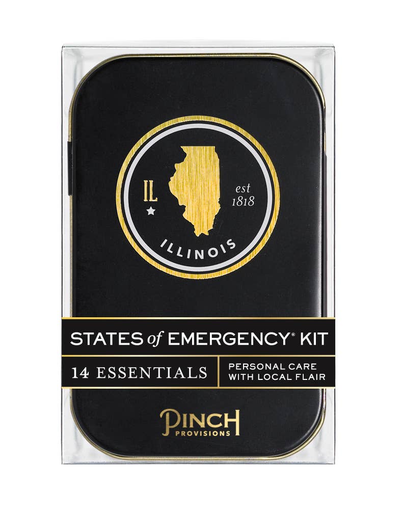 States of Emergency Kit packaging with Illinois logo and text on a white background
