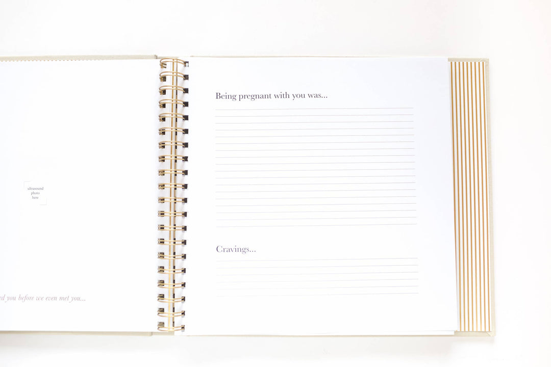 Open notebook with text on a white background