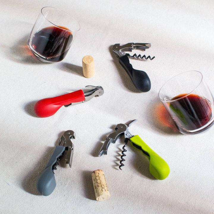 Ergonomic Silicone Handled Corkscrew | Wine Opener: Black